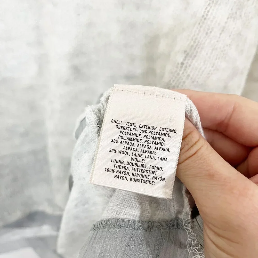 Anthropologie Knitted & Knotted Gray Pointelle Sweater Alpaca Wool Size XS - Picture 6 of 8